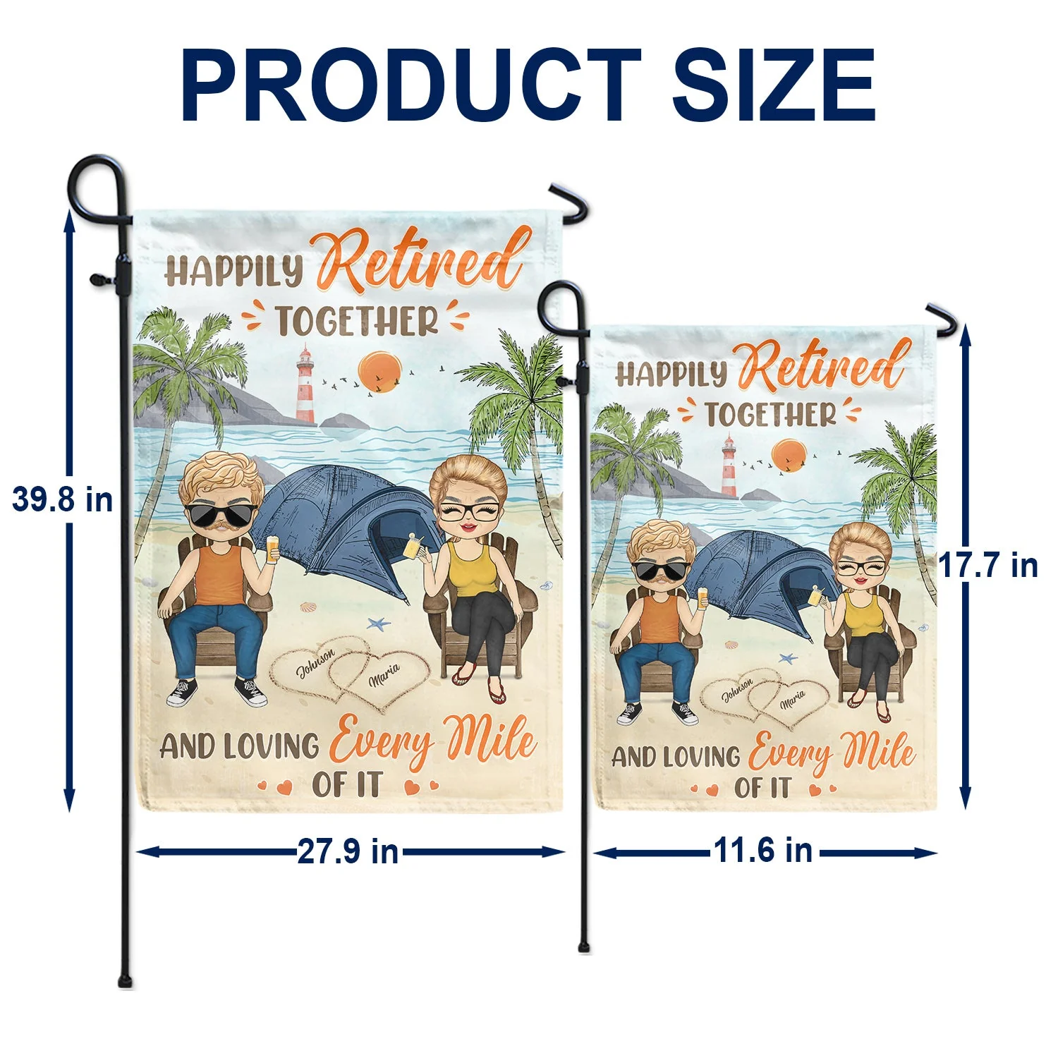 Happily Retired Together And Loving Every Miles Camping Travel - Gift For Couples - Personalized Custom Flag - Image 5