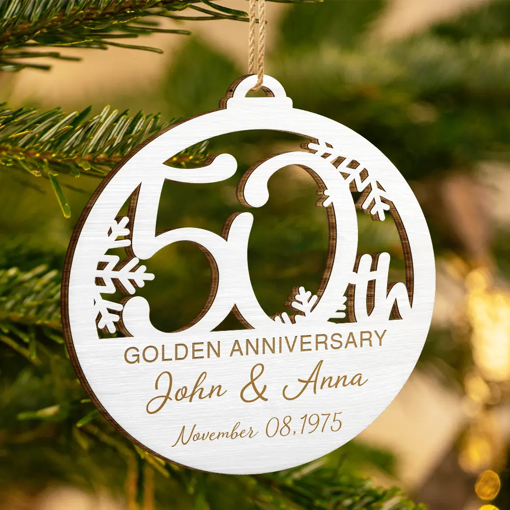 Happy 25th Anniversary - Personalized Custom Shaped Wooden Ornament - Image 3