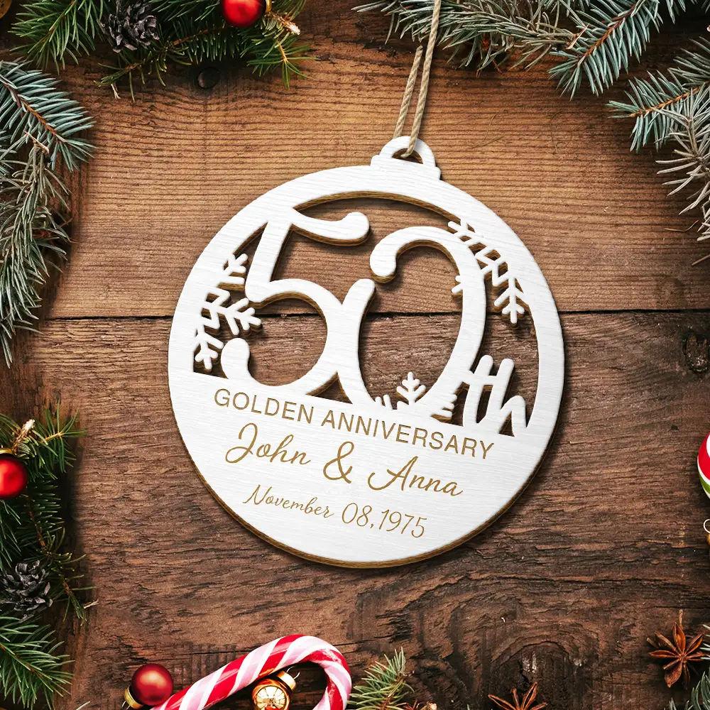 Happy 25th Anniversary - Personalized Custom Shaped Wooden Ornament - Image 5