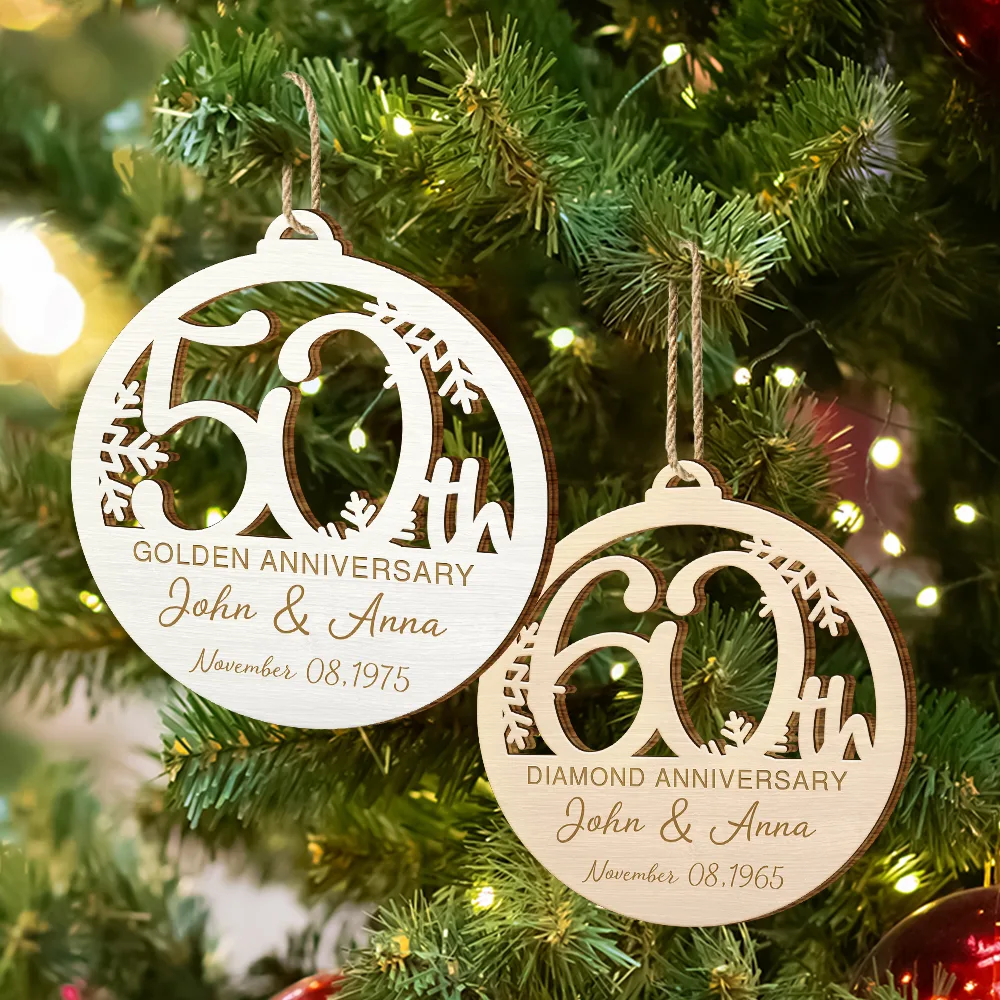 Happy 25th Anniversary - Personalized Custom Shaped Wooden Ornament - Image 6