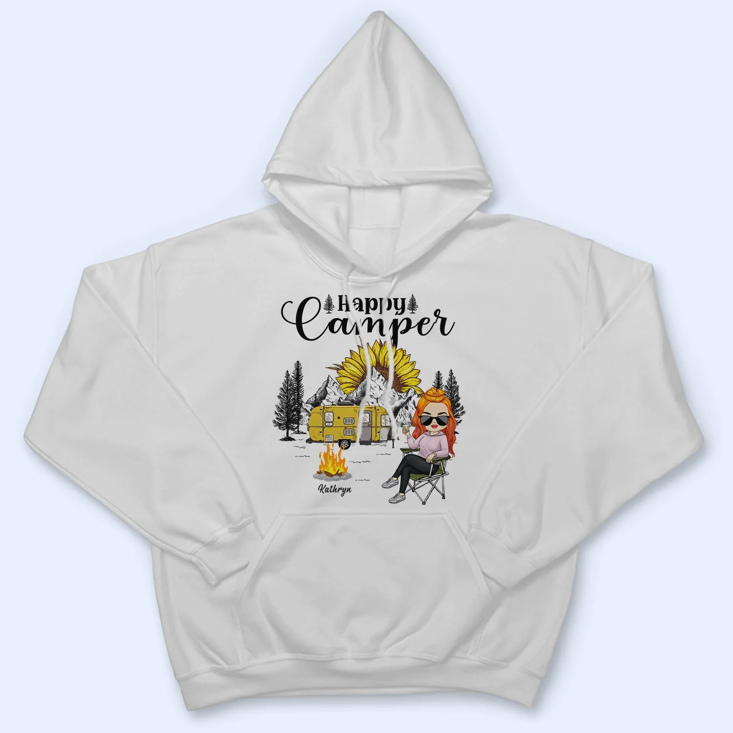 Happy Camper Chibi - Gift For Camping Lovers - Personalized Custom T Shirt - Image 4
