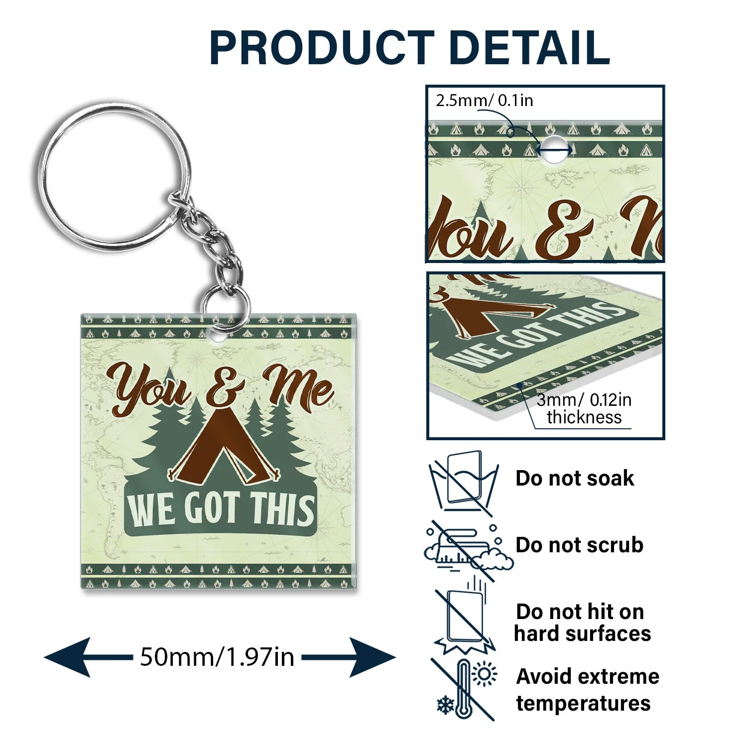 Happy Campers Adventure Awaits - Gift For Camping Couples, Wife, Husband - Personalized Custom Acrylic Keychain - Image 5