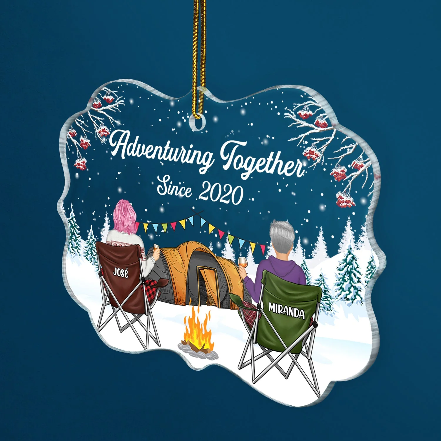 Happy Campers - Christmas Gift For Camping Lovers - Personalized Medallion Acrylic Ornament - Image 2