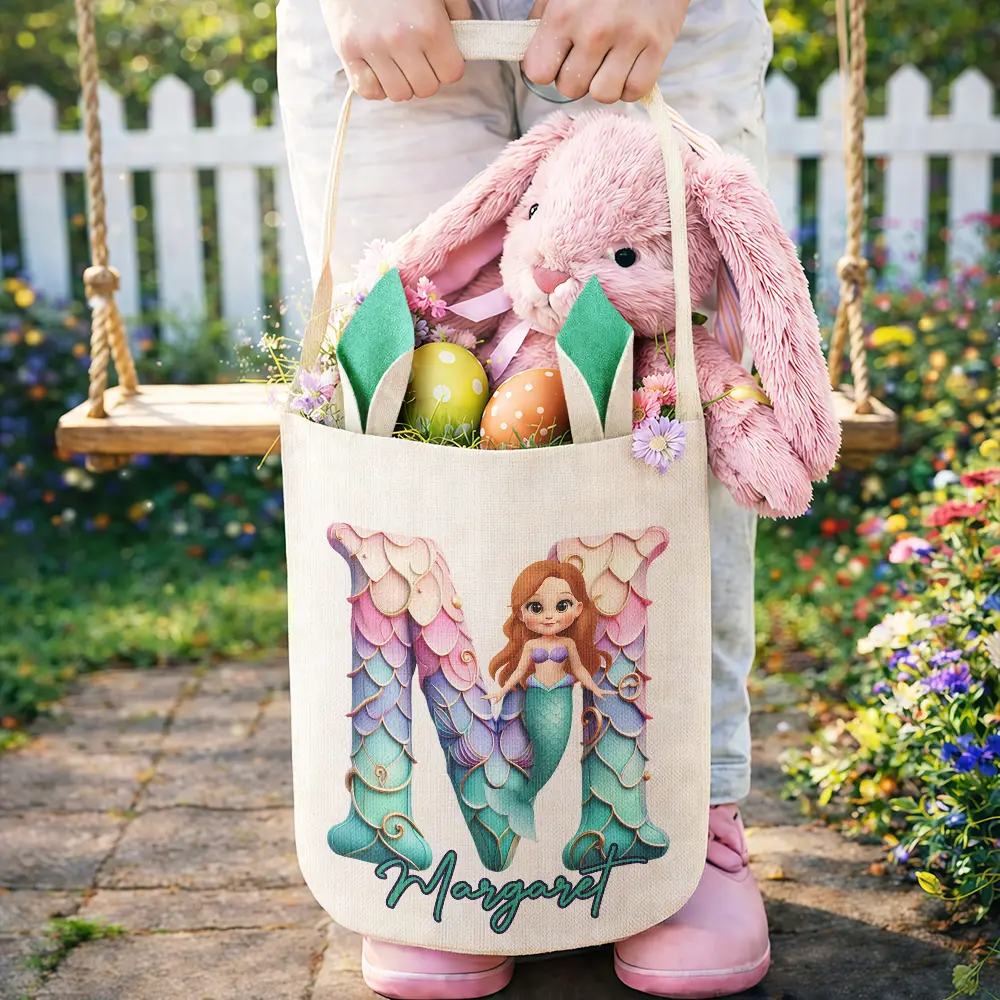 Happy Easter 3D Race Car Truck Dinosaur Mermaid Alphabet - Personalized Bunny Ears Bucket Bag - Image 4