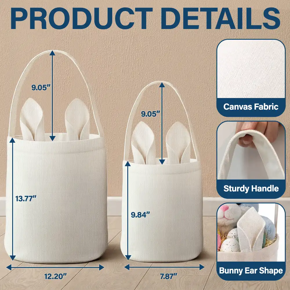 Happy Easter Backside Bunny - Personalized Bunny Ears Bucket Bag - Image 5