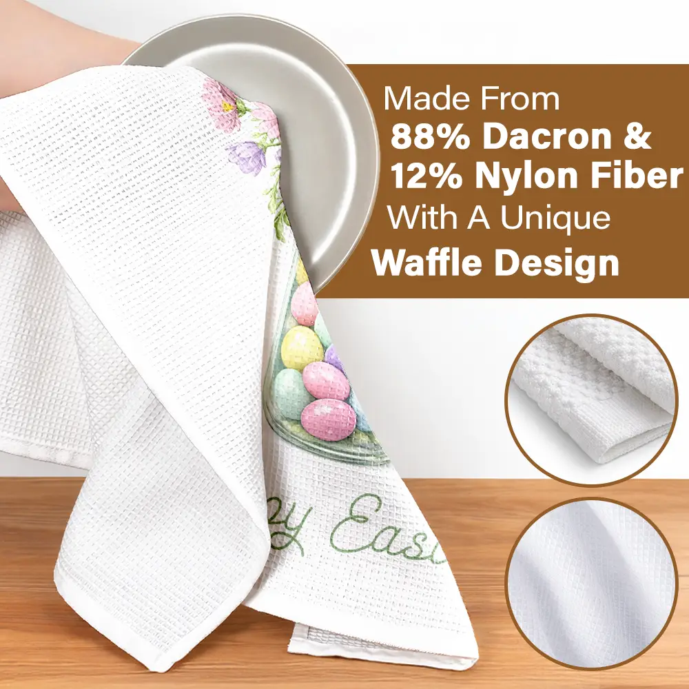 Happy Easter Egg Bunny Chicken - Personalized Kitchen Towel - Image 4
