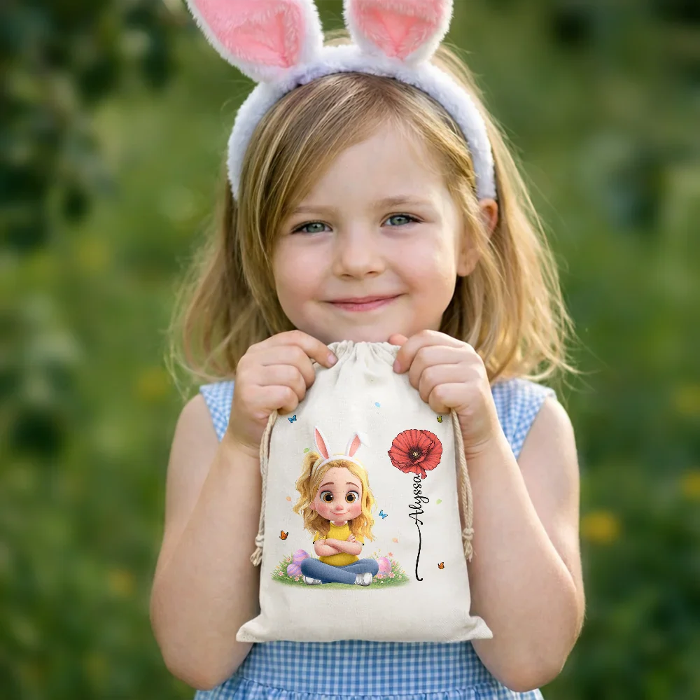 Happy Easter Kids With Birth Month Flower - Personalized Favor Bag - Image 5