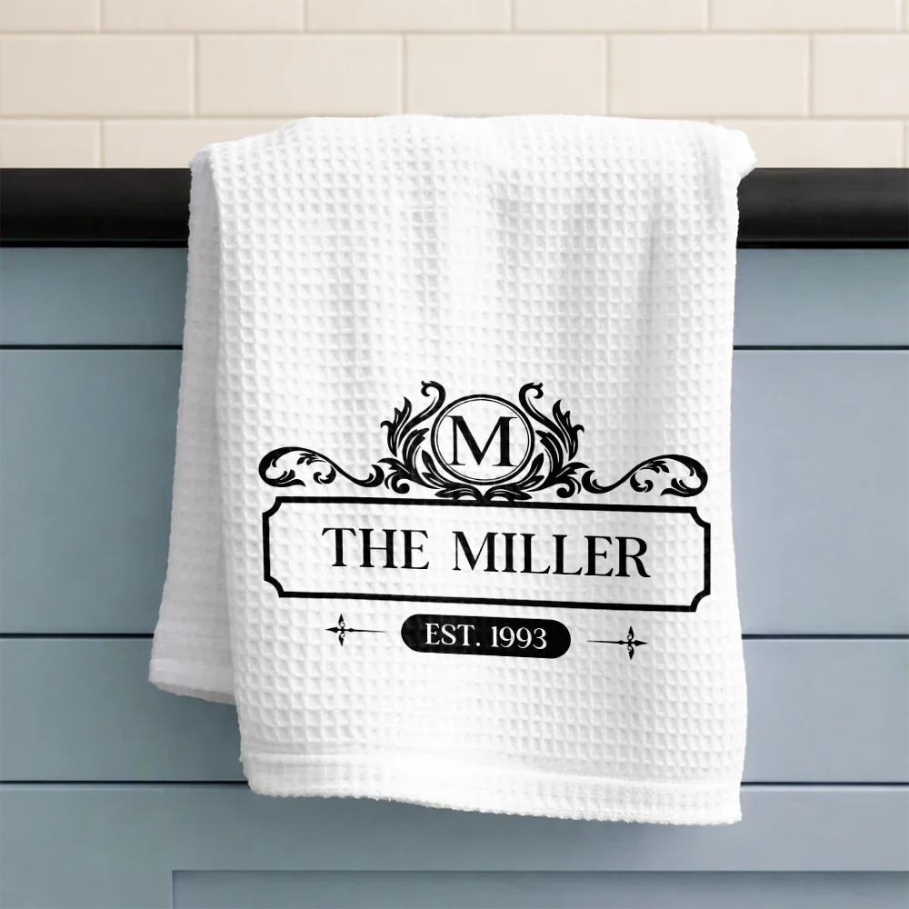 Happy Family Monogram - Personalized Kitchen Towel - Image 3