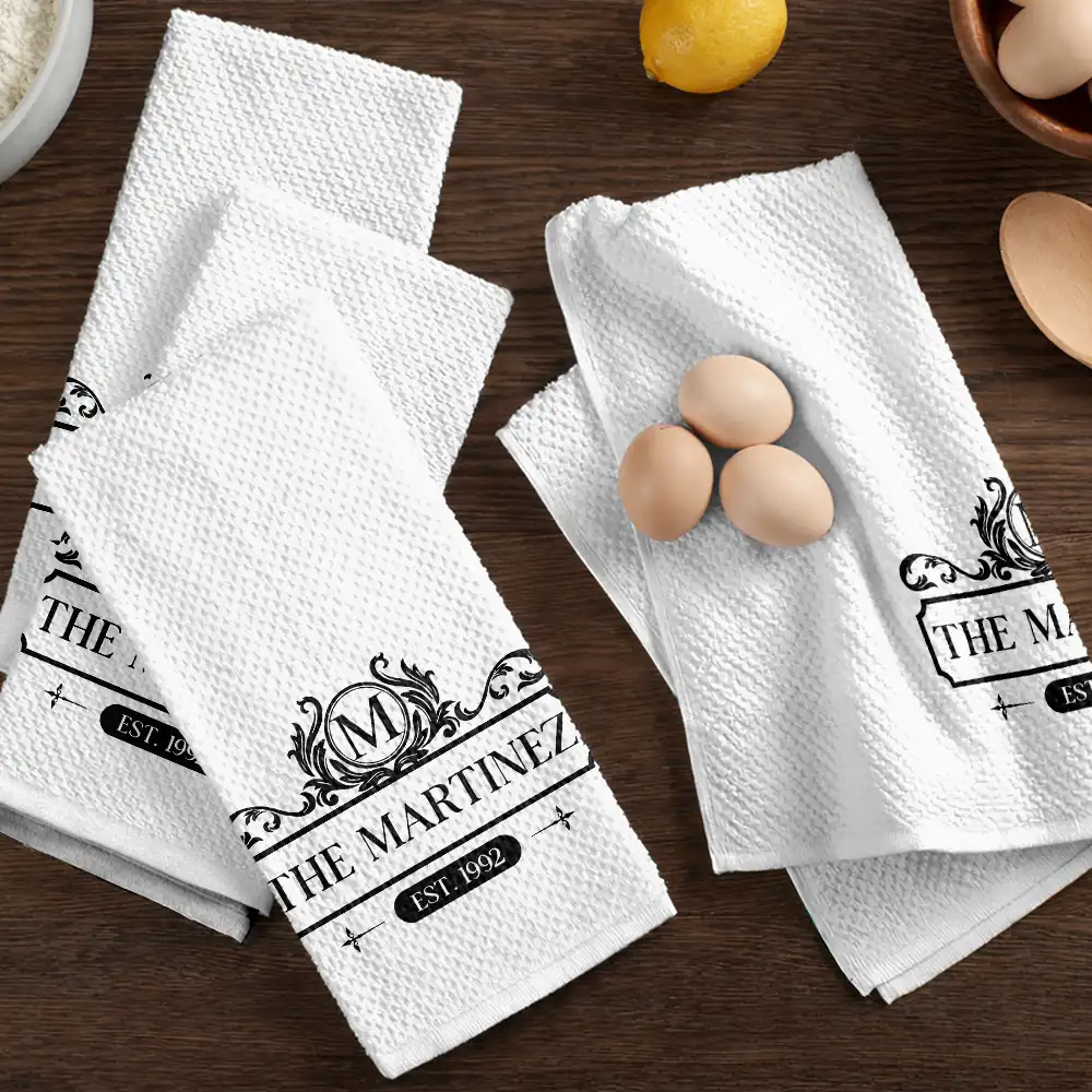 Happy Family Monogram - Personalized Kitchen Towel - Image 6