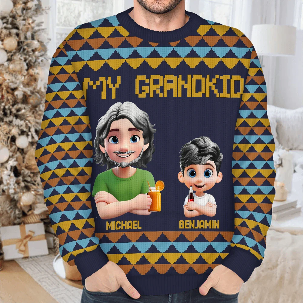 Happy Family Parent With Kid 3D Effect - Personalized Unisex Ugly Sweater - Image 4