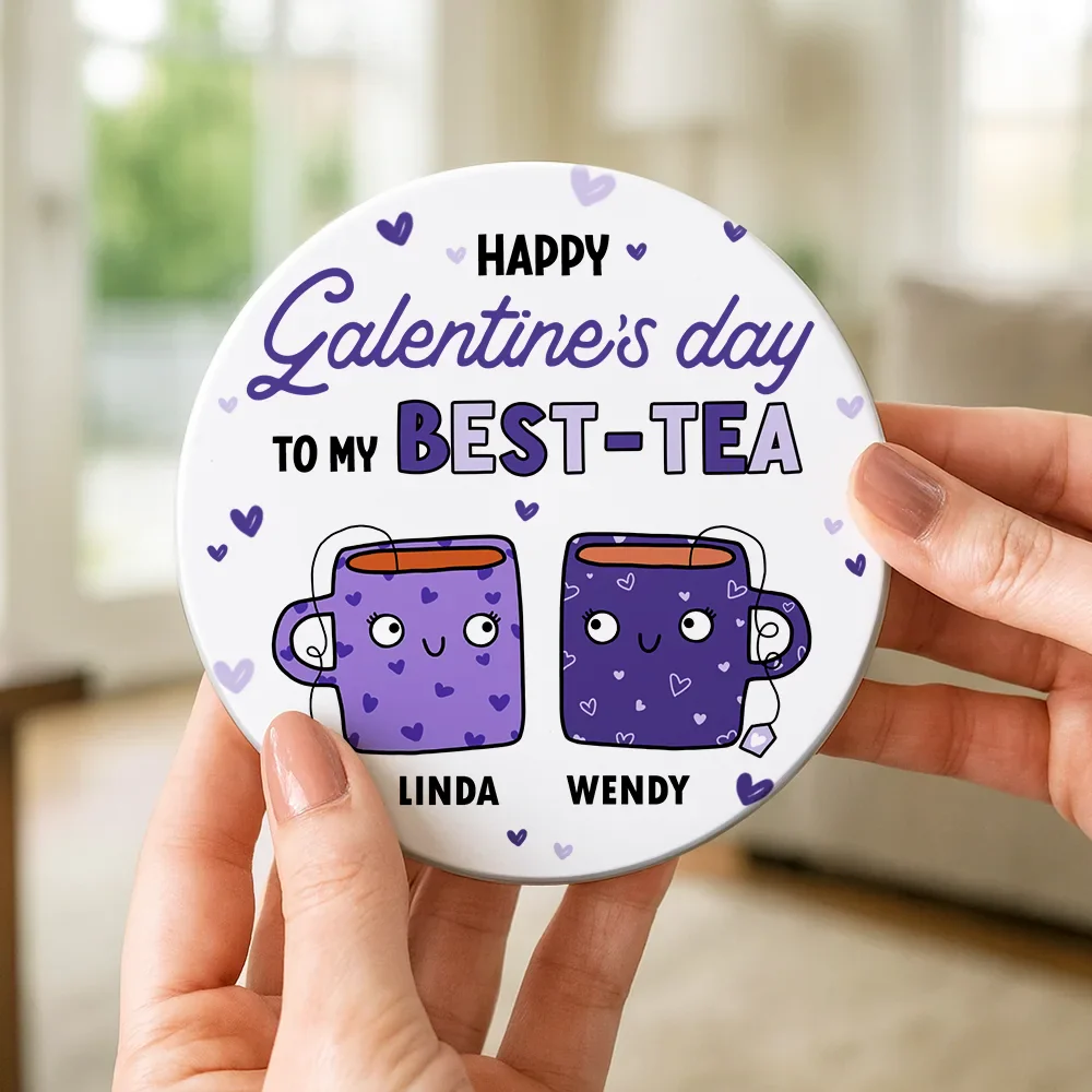 Happy Galentines Day To My Best-Tea - Personalized Ceramic Coaster - Image 4