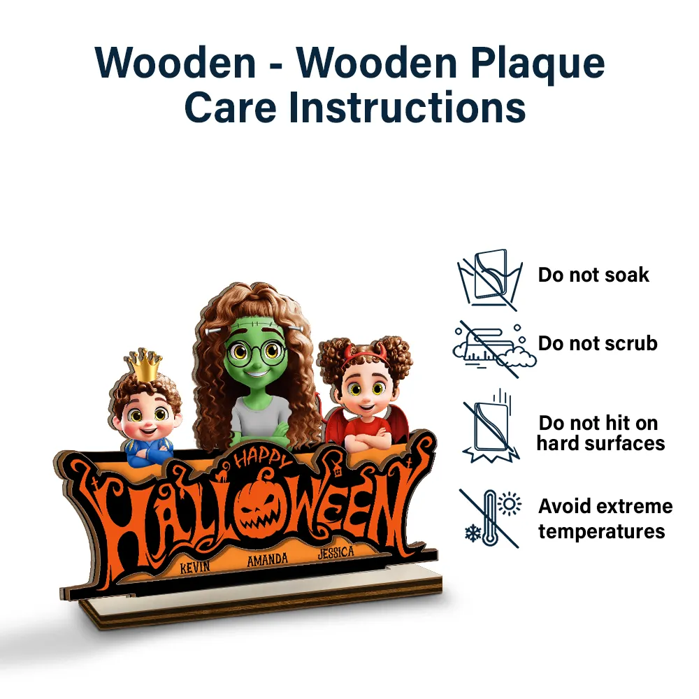 Happy Halloween Family Costume - Personalized Custom Shaped 2-Layered Wooden Plaque - Image 5