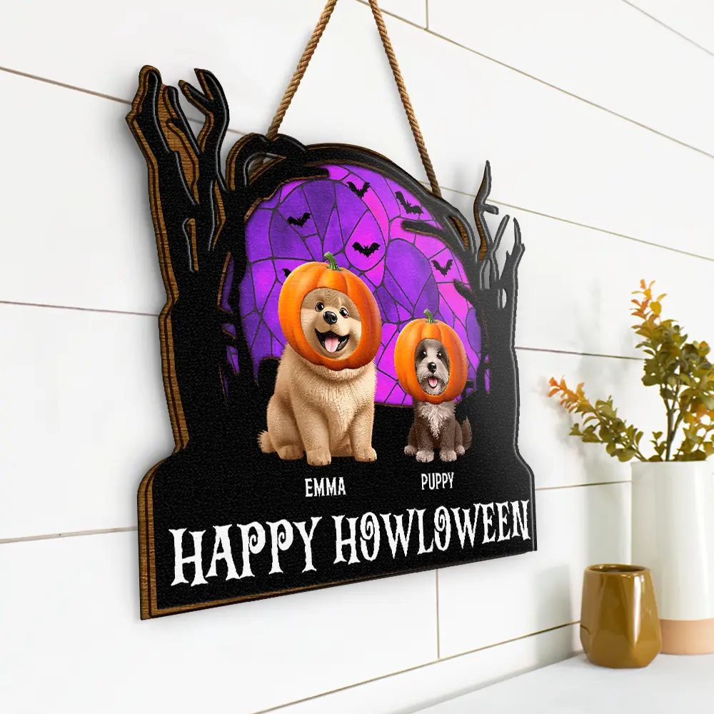 Happy Meowloween Halloween Pets - Personalized Custom Shaped Wood Sign - Image 2