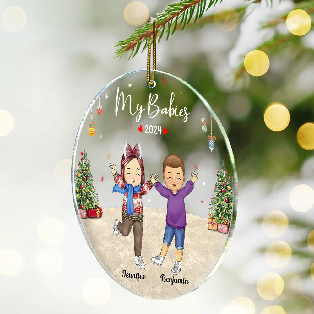 Happy Our Grandkids - Christmas Gift For Grandparents, Parents, Family - Personalized Circle Acrylic Ornament - Image 2