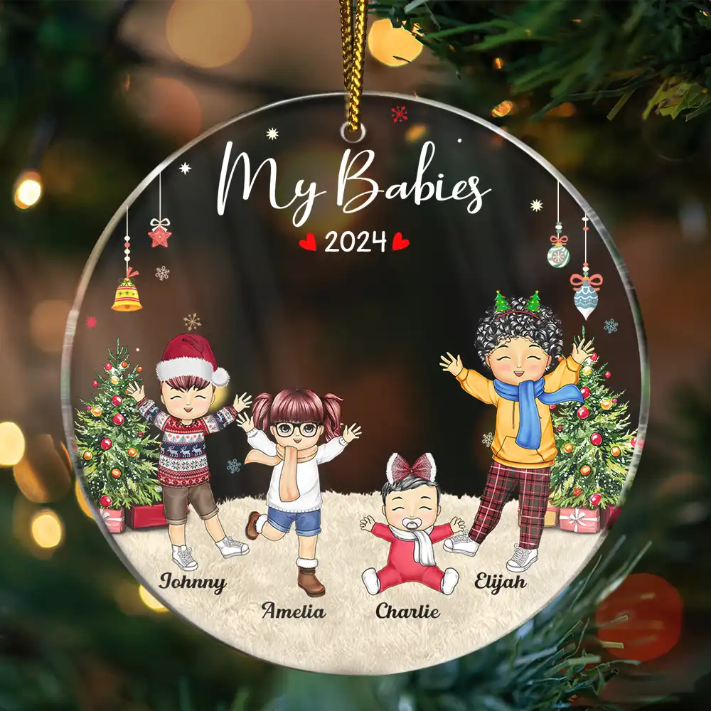 Happy Our Grandkids - Christmas Gift For Grandparents, Parents, Family - Personalized Circle Acrylic Ornament - Image 3