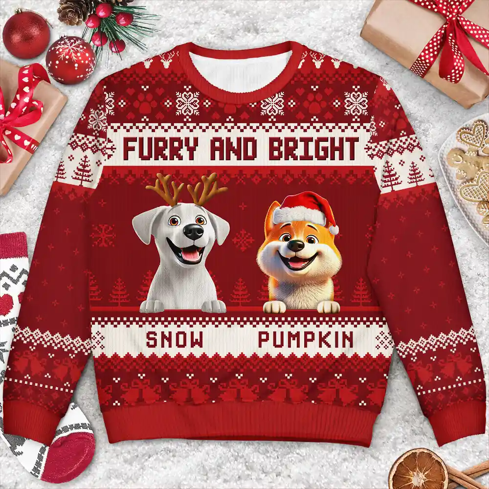 Happy Pawlidays 3D Effect Cat Dog - Personalized Unisex Ugly Sweater - Image 3