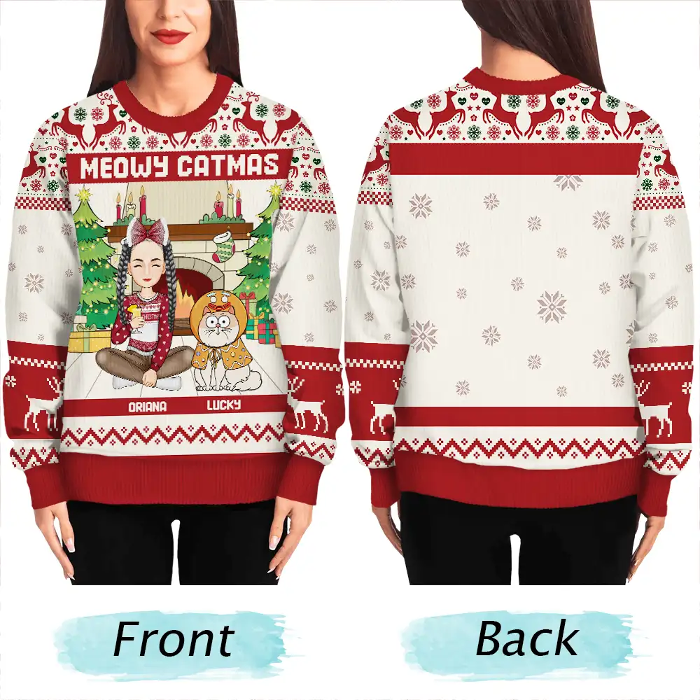 Happy Pawlidays Christmas Dogs Cats - Personalized Unisex Ugly Sweater - Image 5