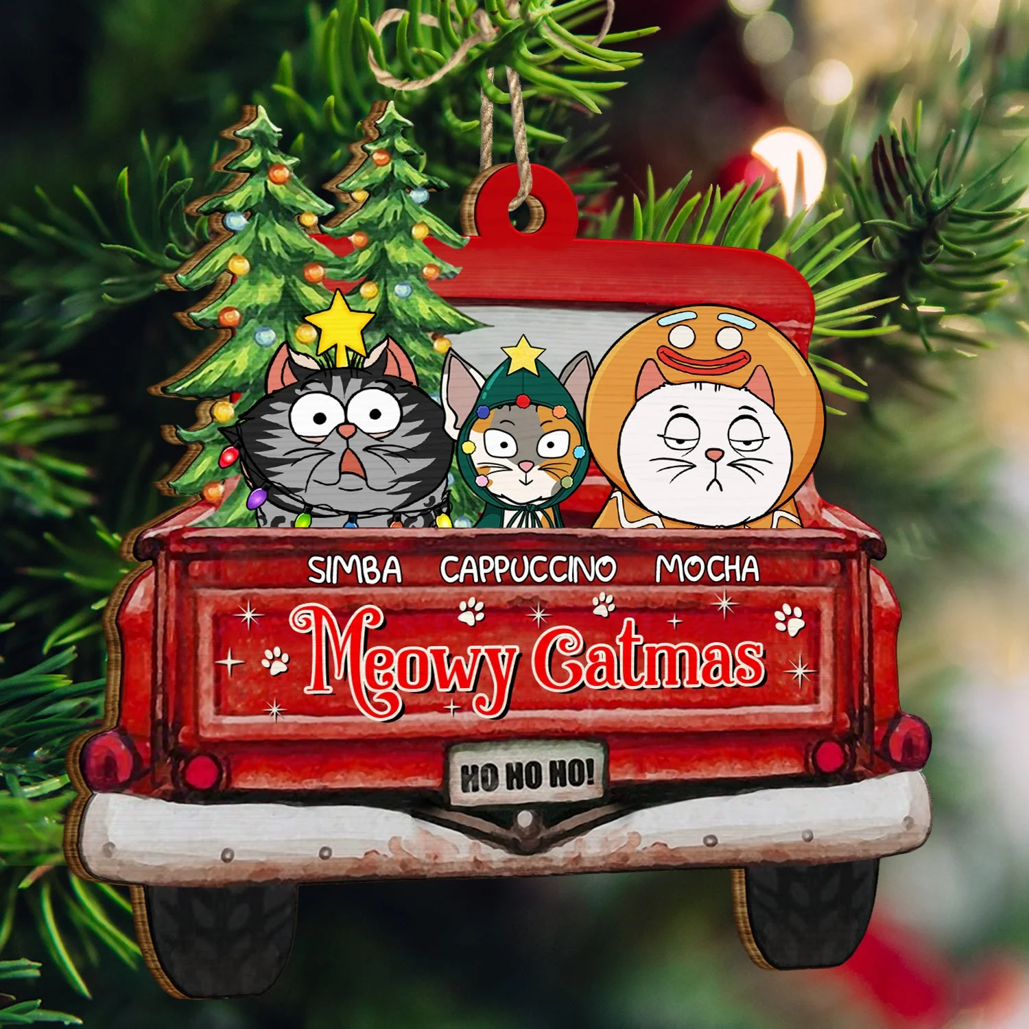 Happy Pawlidays - Christmas Gift For Dog, Cat, Pet Lovers - Personalized Wooden Cutout Ornament - Image 3
