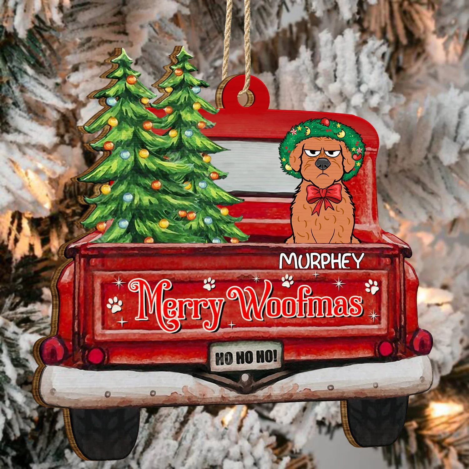 Happy Pawlidays - Christmas Gift For Dog, Cat, Pet Lovers - Personalized Wooden Cutout Ornament - Image 4