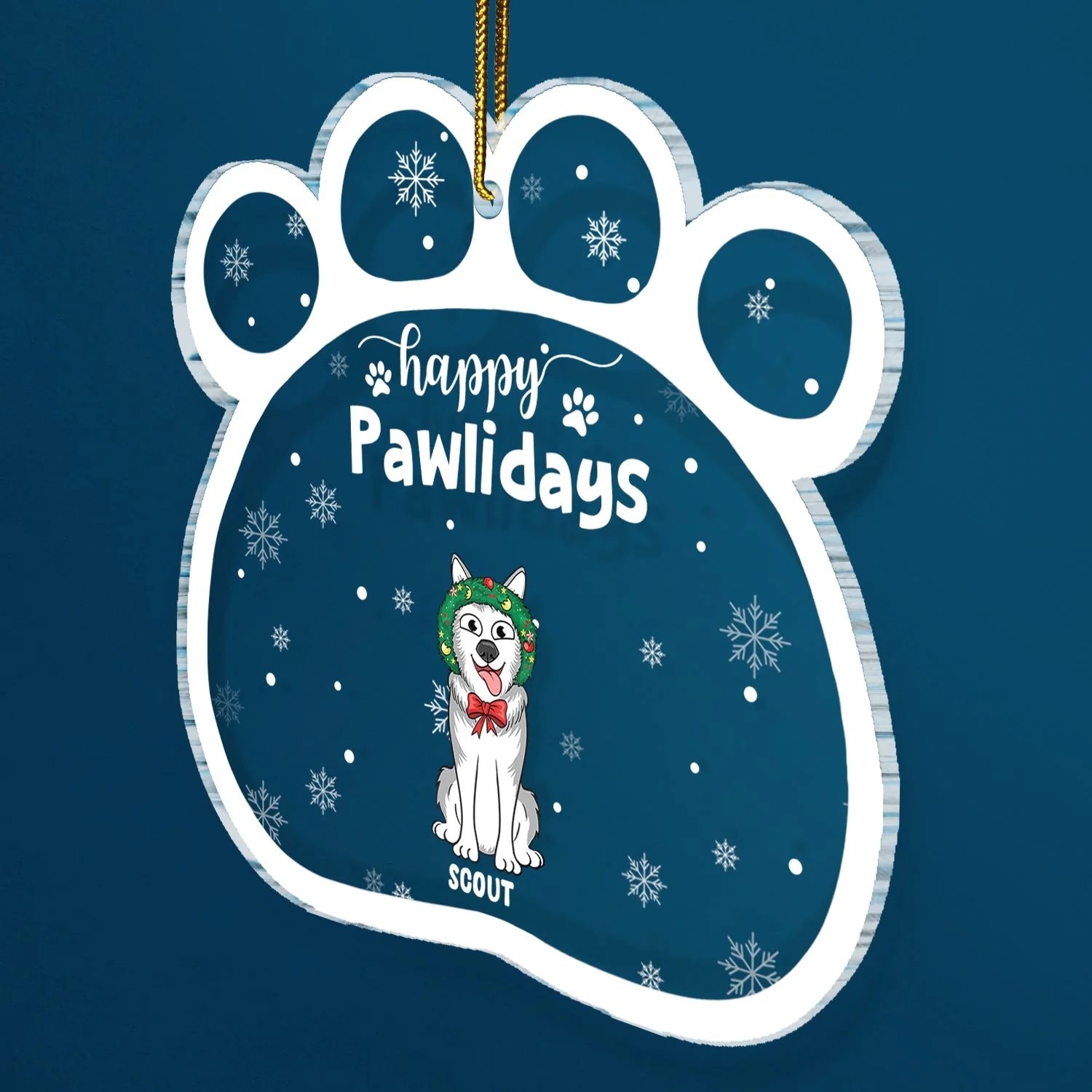 Happy Pawlidays Funny Cartoon Dogs Cats - Christmas Gift For Pet Lovers - Personalized Custom Shaped Acrylic Ornament - Image 2