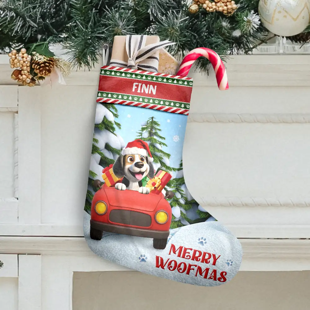 Happy Pawlidays Meowy Catmas Merry Woofmas 3D Effect Dog Cat - Personalized Christmas Stocking - Image 2