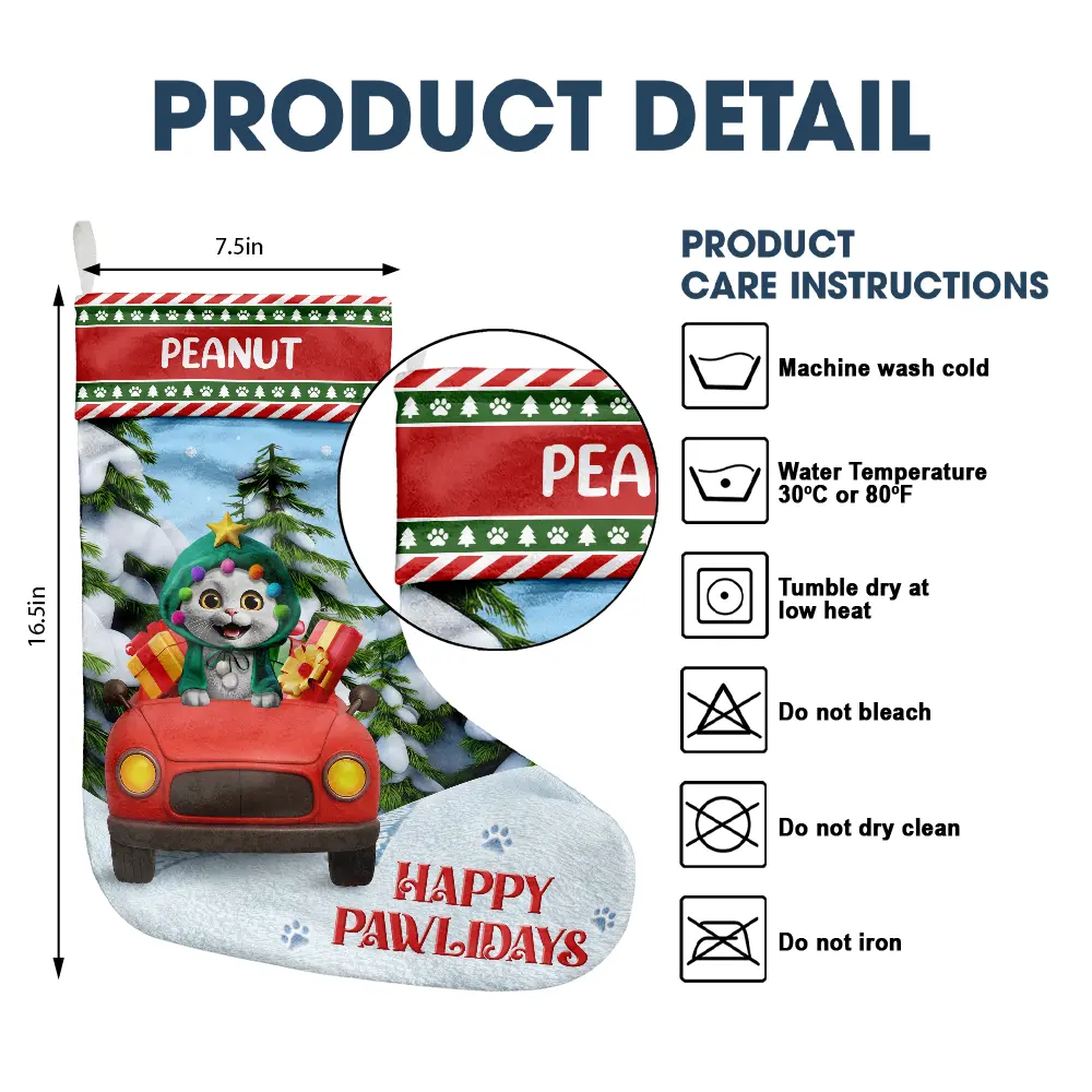 Happy Pawlidays Meowy Catmas Merry Woofmas 3D Effect Dog Cat - Personalized Christmas Stocking - Image 5