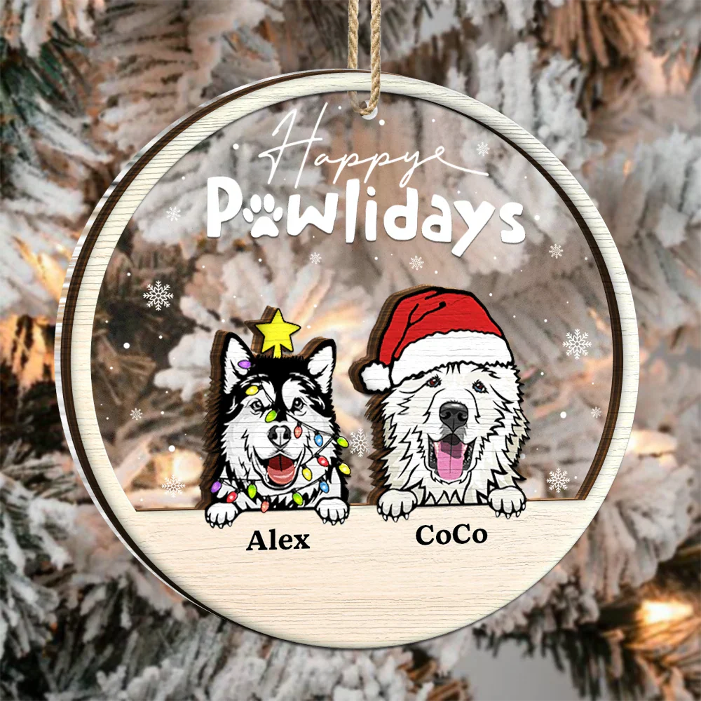 Happy Pawlidays - Personalized 2-Layered Mix Ornament - Image 3
