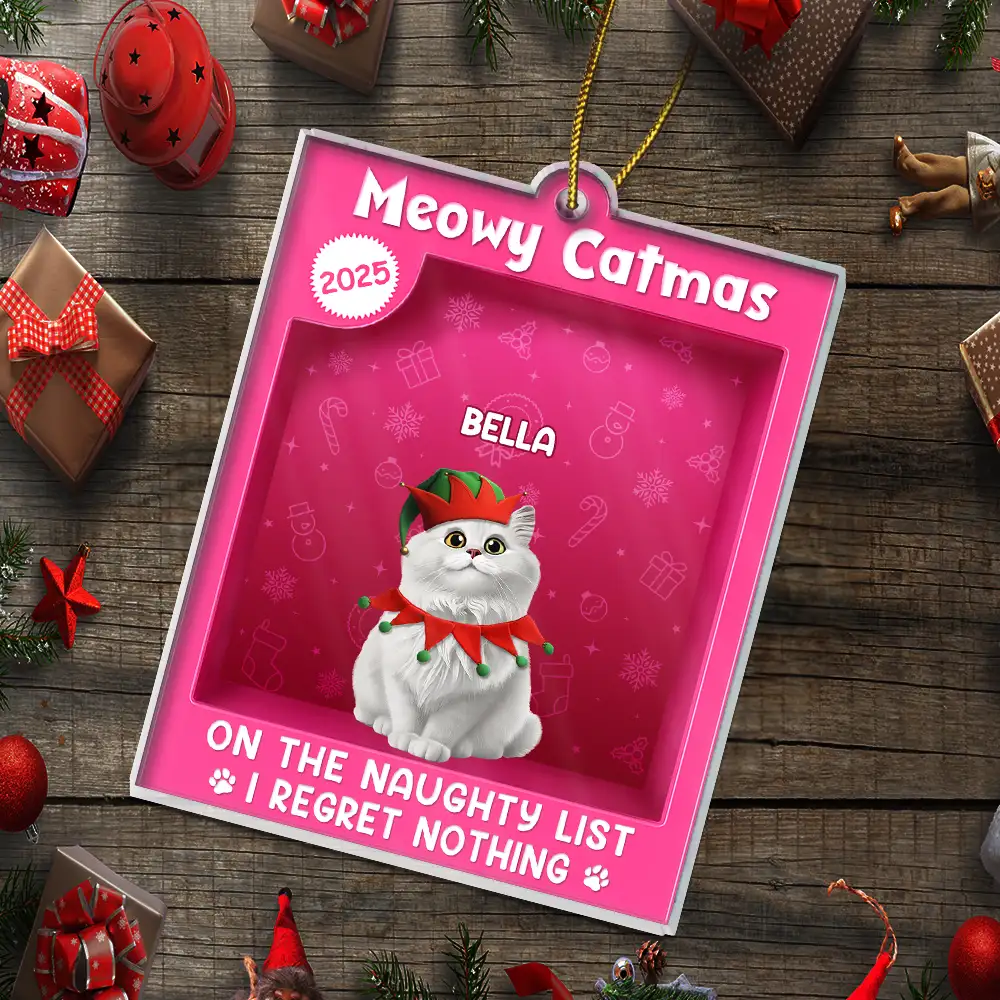 Happy Pawlidays Toy Box - Personalized Custom Shaped Acrylic Ornament - Image 5