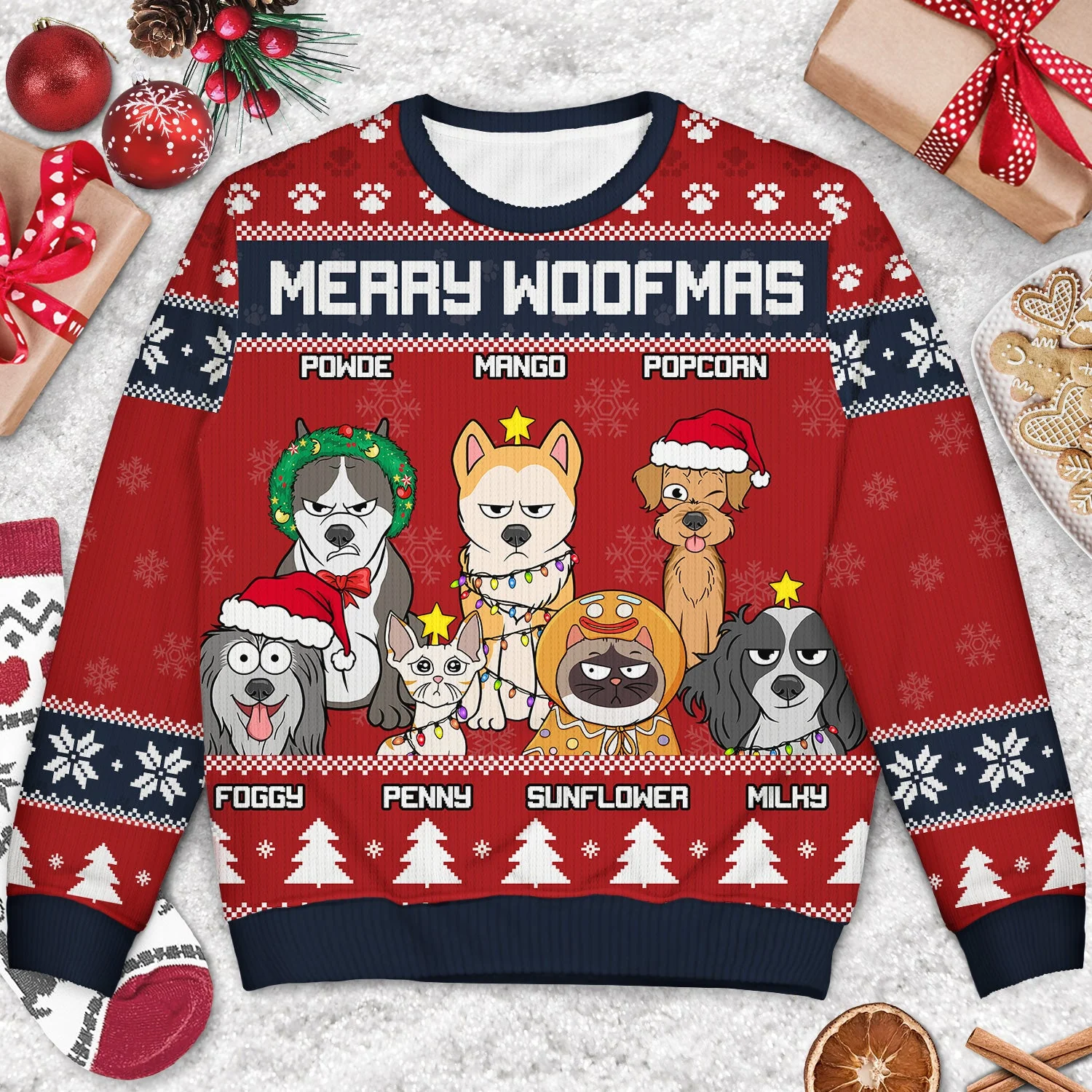 Happy Pawsliday - Christmas Gift For Dog Lovers, Cat Lovers - Personalized Unisex Ugly Sweater - Image 3