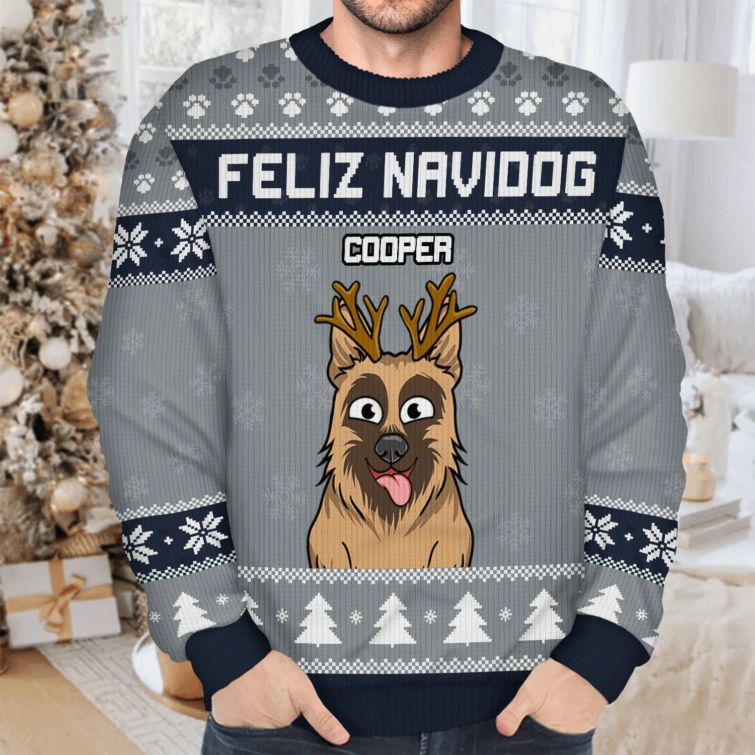 Happy Pawsliday - Christmas Gift For Dog Lovers, Cat Lovers - Personalized Unisex Ugly Sweater - Image 4