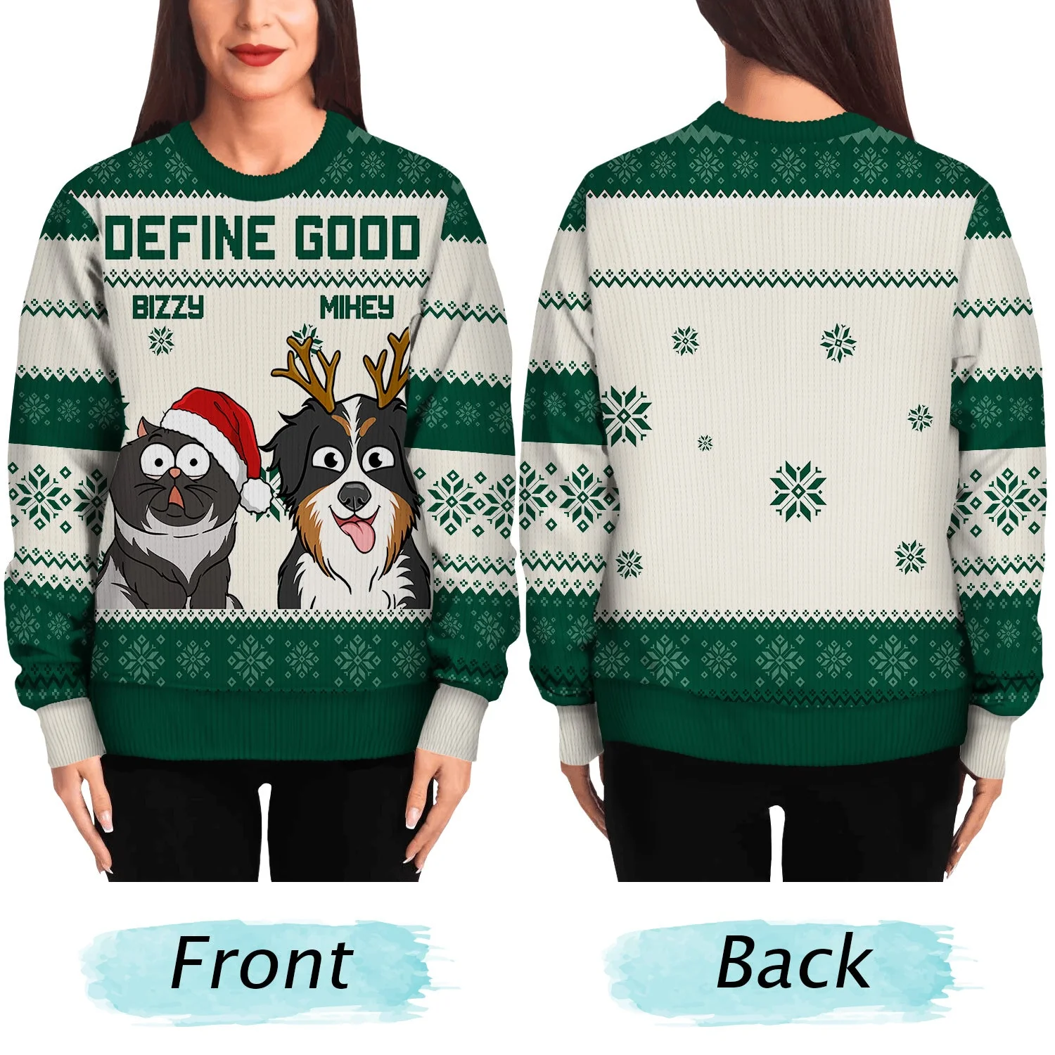Happy Pawsliday - Funny, Christmas Gift For Dog Lovers, Cat Lovers - Personalized Unisex Ugly Sweater - Image 5