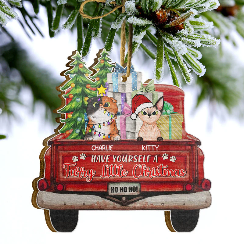 Have Yourself A Furry Little Christmas - Christmas Gift - Cat Lover Gift - Personalized Custom Wooden Ornament - Image 3