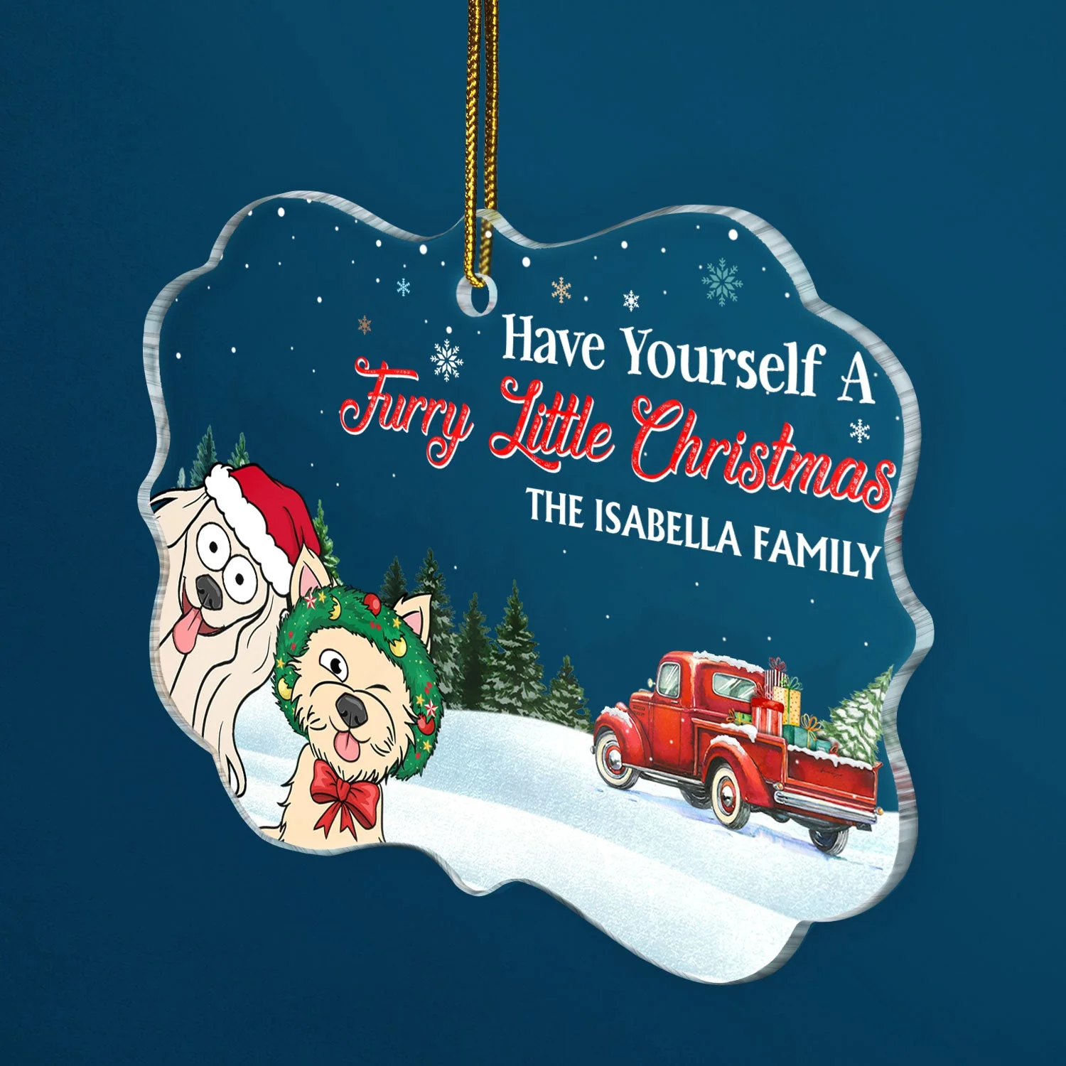 Have Yourself A Furry Little Christmas - Christmas Gift For Dog, Cat, Pet Lovers - Personalized Medallion Acrylic Ornament - Image 2