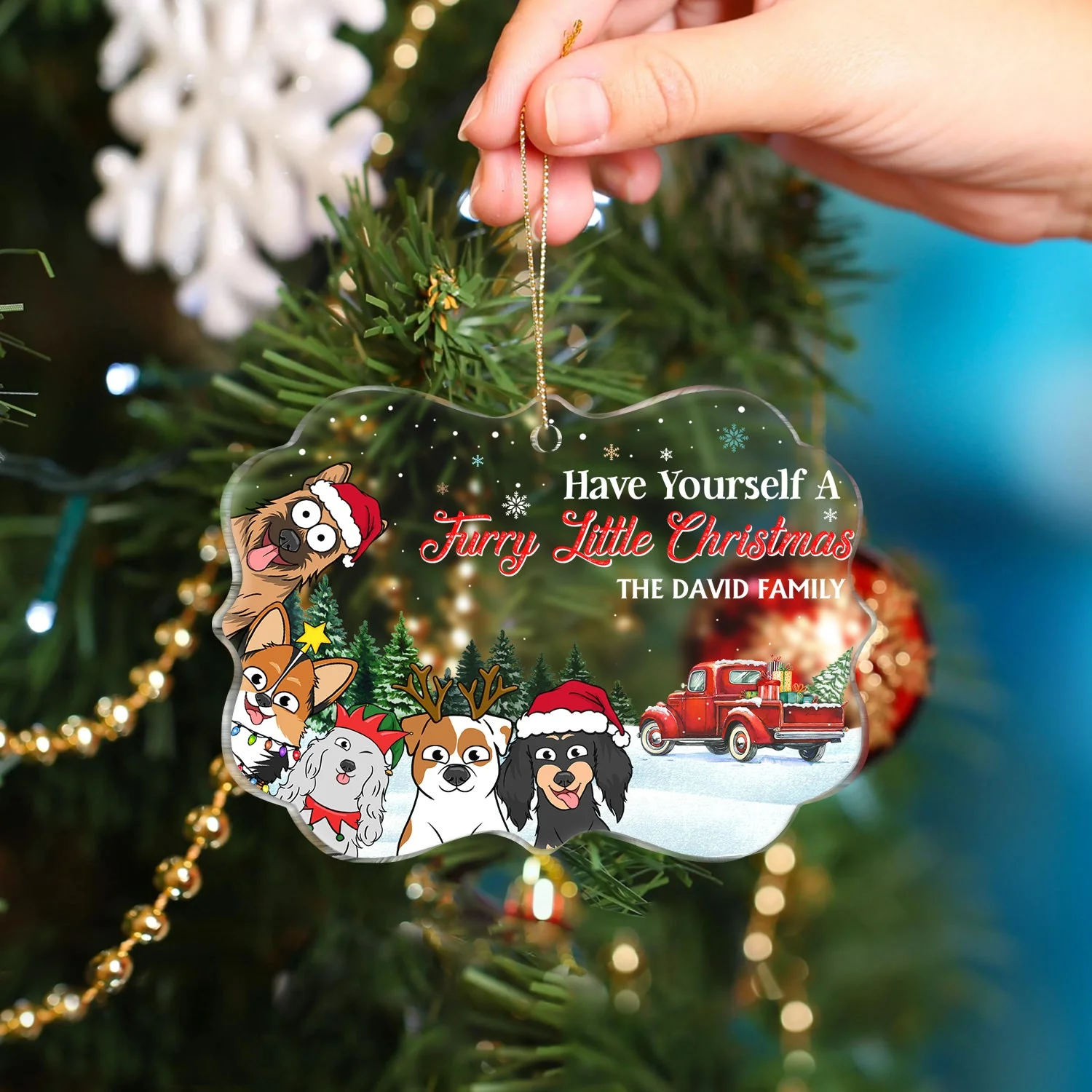 Have Yourself A Furry Little Christmas - Christmas Gift For Dog, Cat, Pet Lovers - Personalized Medallion Acrylic Ornament - Image 4