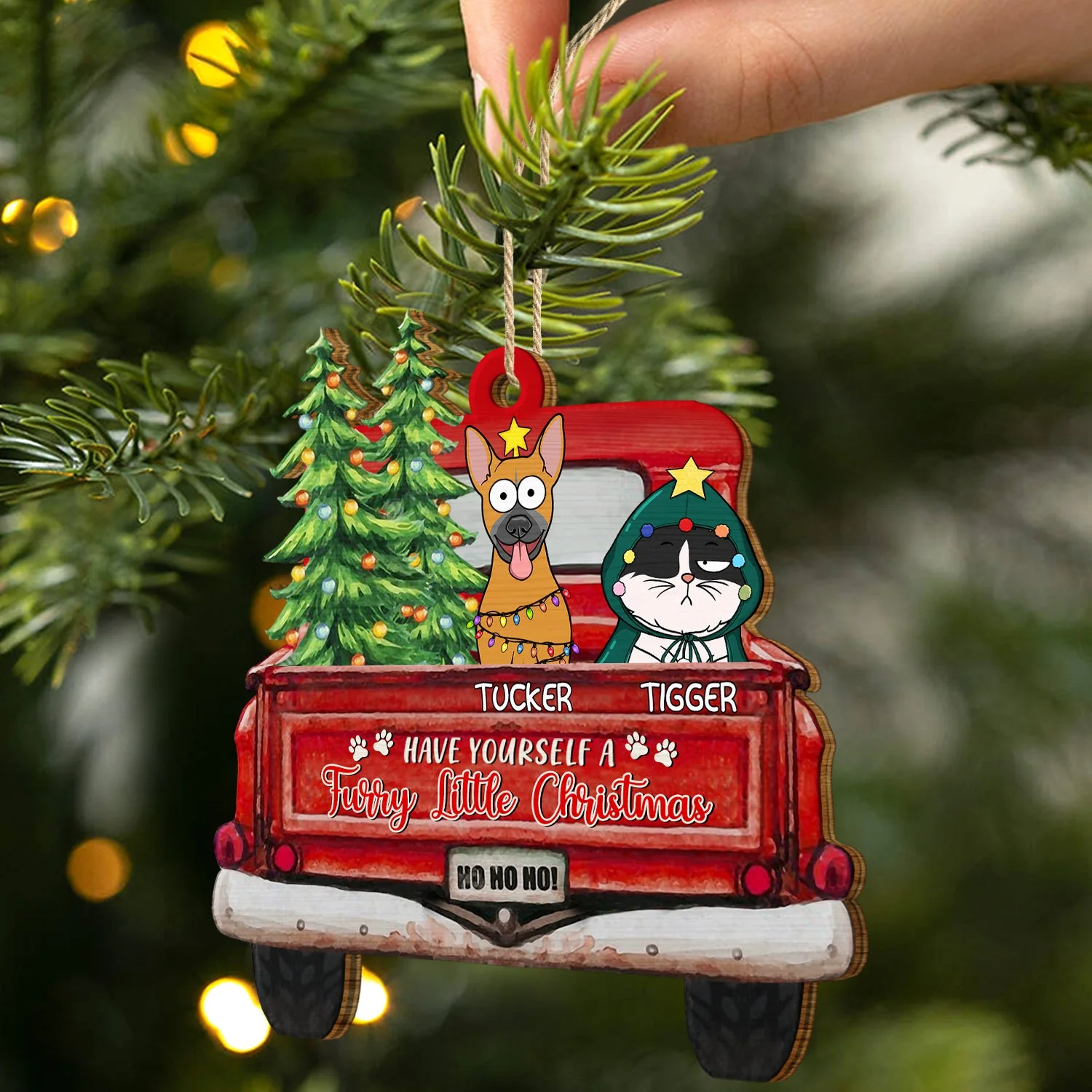 Have Yourself A Furry Little Christmas - Christmas Gift For Dog, Cat, Pet Lovers - Personalized Wooden Cutout Ornament - Image 2