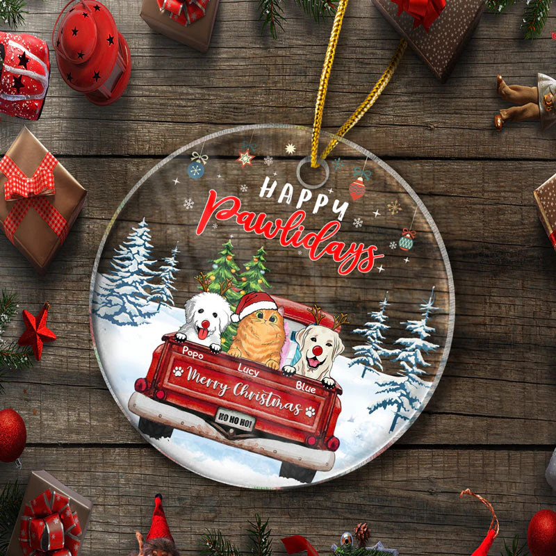 Have Yourself A Furry Little Christmas - Christmas Gift For Dog Lovers And Cat Lovers - Personalized Custom Circle Acrylic Ornament - Image 5