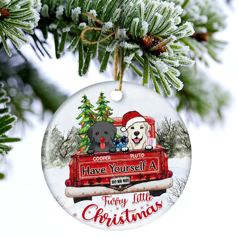 Have Yourself A Furry Little Christmas - Christmas Gift For Dog Lovers - Personalized Custom Circle Ceramic Ornament - Image 3