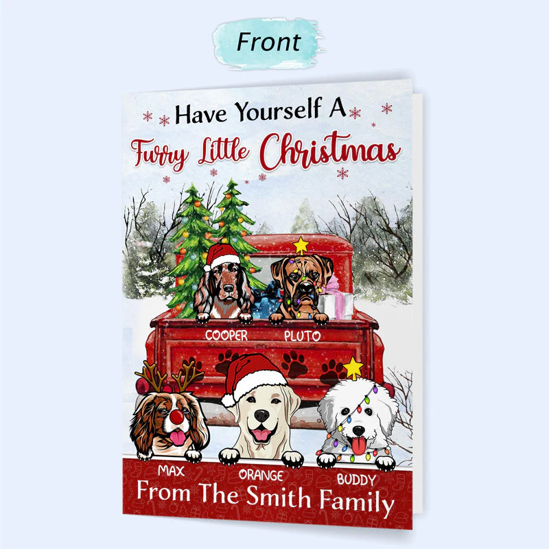 Have Yourself A Furry Little Christmas - Christmas Gift For Dog Lovers - Personalized Custom Folded Greeting Card - Image 2