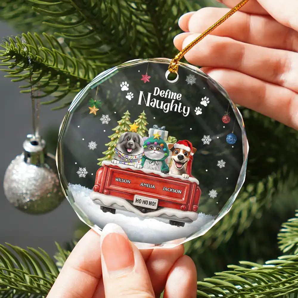 Have Yourself A Furry Little Christmas - Personalized Circle Glass Ornament - Image 3