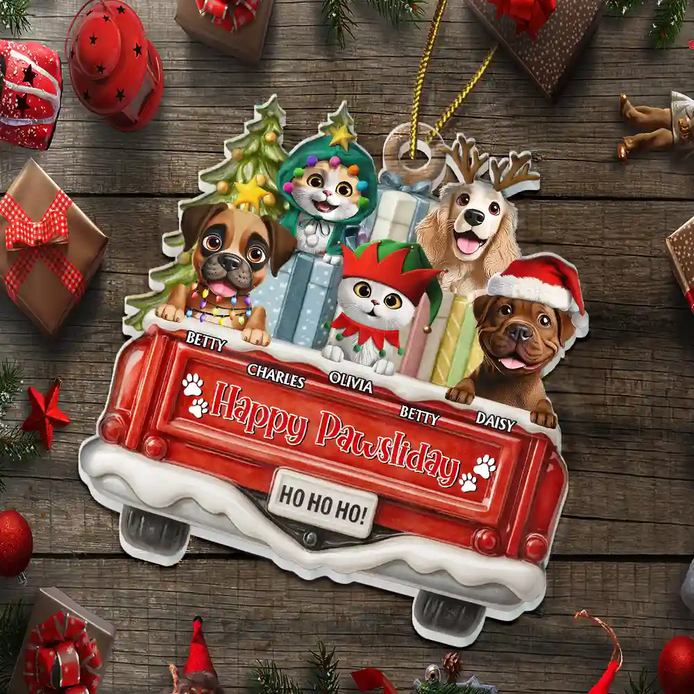 Have Yourself A Furry Little Christmas - Personalized Custom Shaped Acrylic Ornament - Image 5