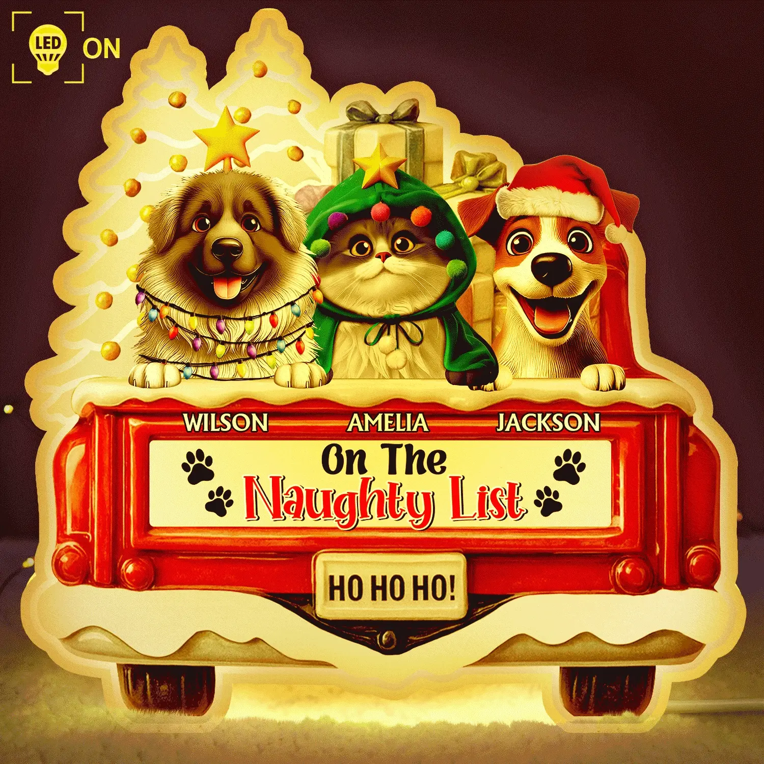 Have Yourself A Furry Little Christmas - Personalized Custom Shaped Light Box - Image 2