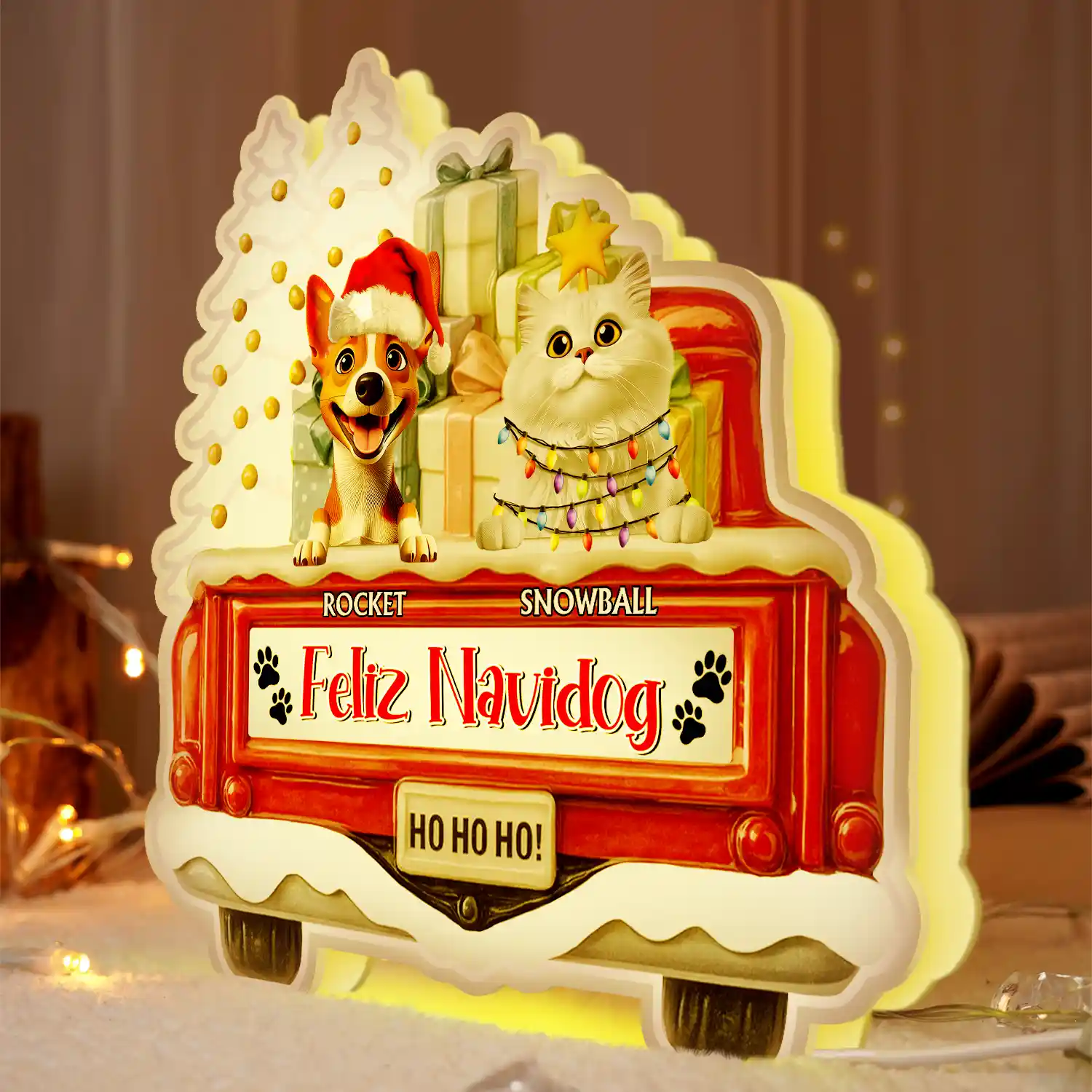 Have Yourself A Furry Little Christmas - Personalized Custom Shaped Light Box - Image 4