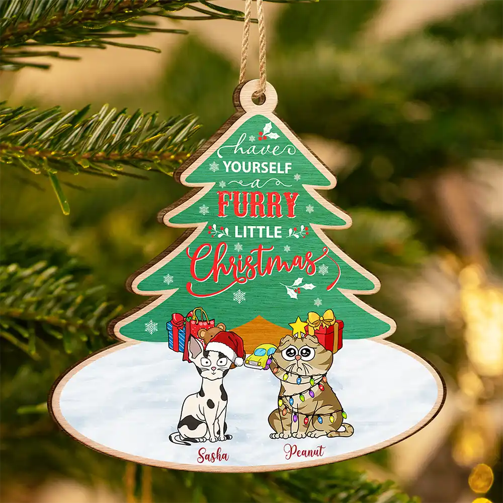 Have Yourself A Furry - Personalized Custom Shaped Wooden Ornament - Image 3