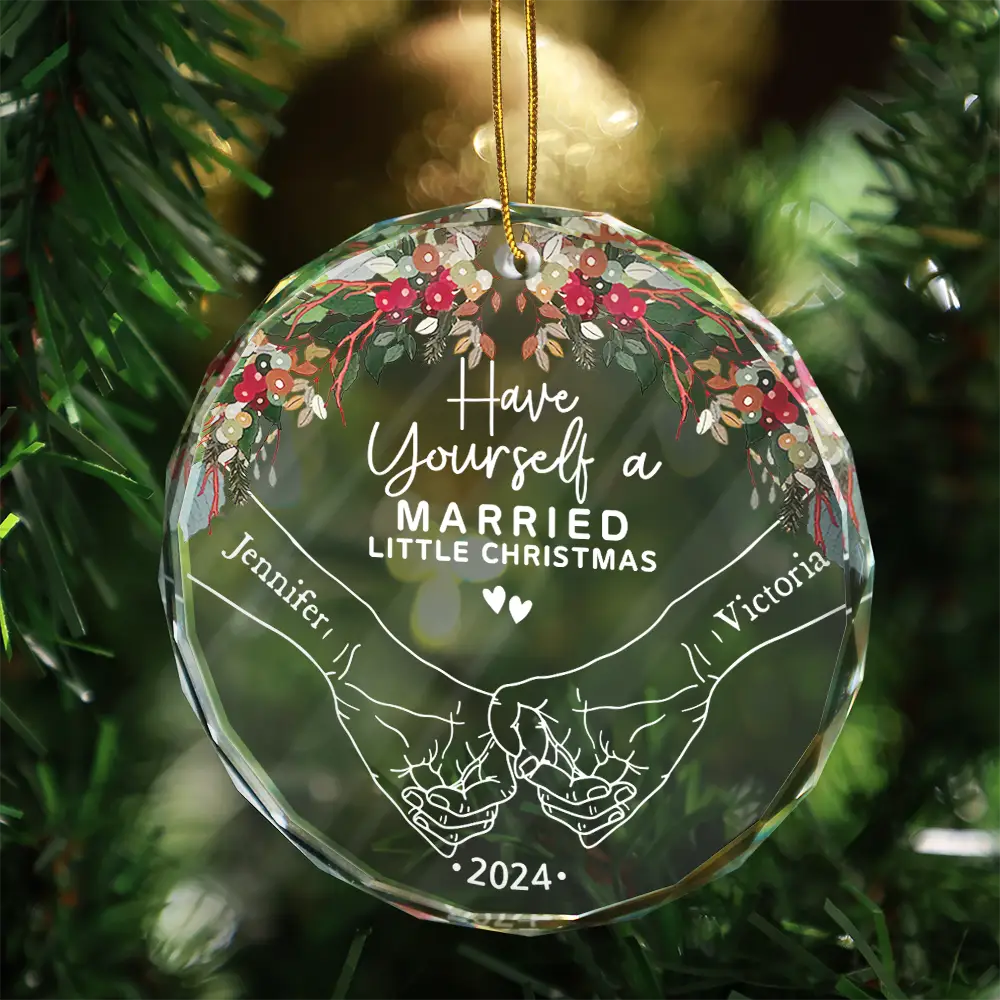 Have Yourself A Married Little Christmas - Personalized Glass Ornament - Image 3