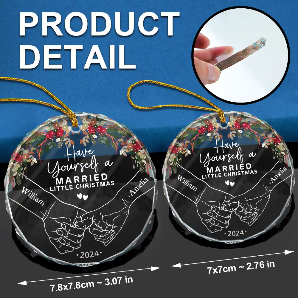 Have Yourself A Married Little Christmas - Personalized Glass Ornament - Image 6
