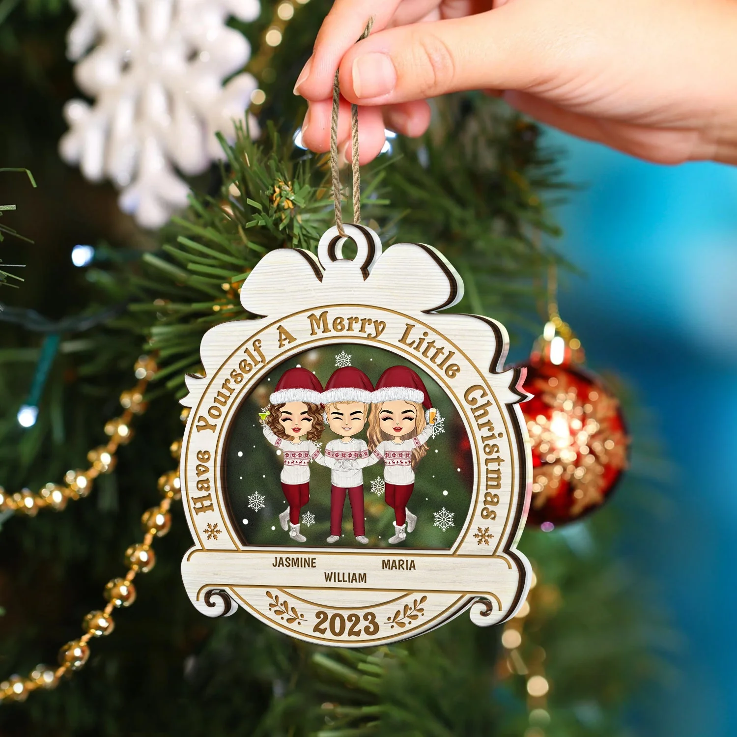 Have Yourself A Merry Little Christmas - Christmas Gift For BFF And Colleagues - Personalized 2-Layered Mix Ornament - Image 4