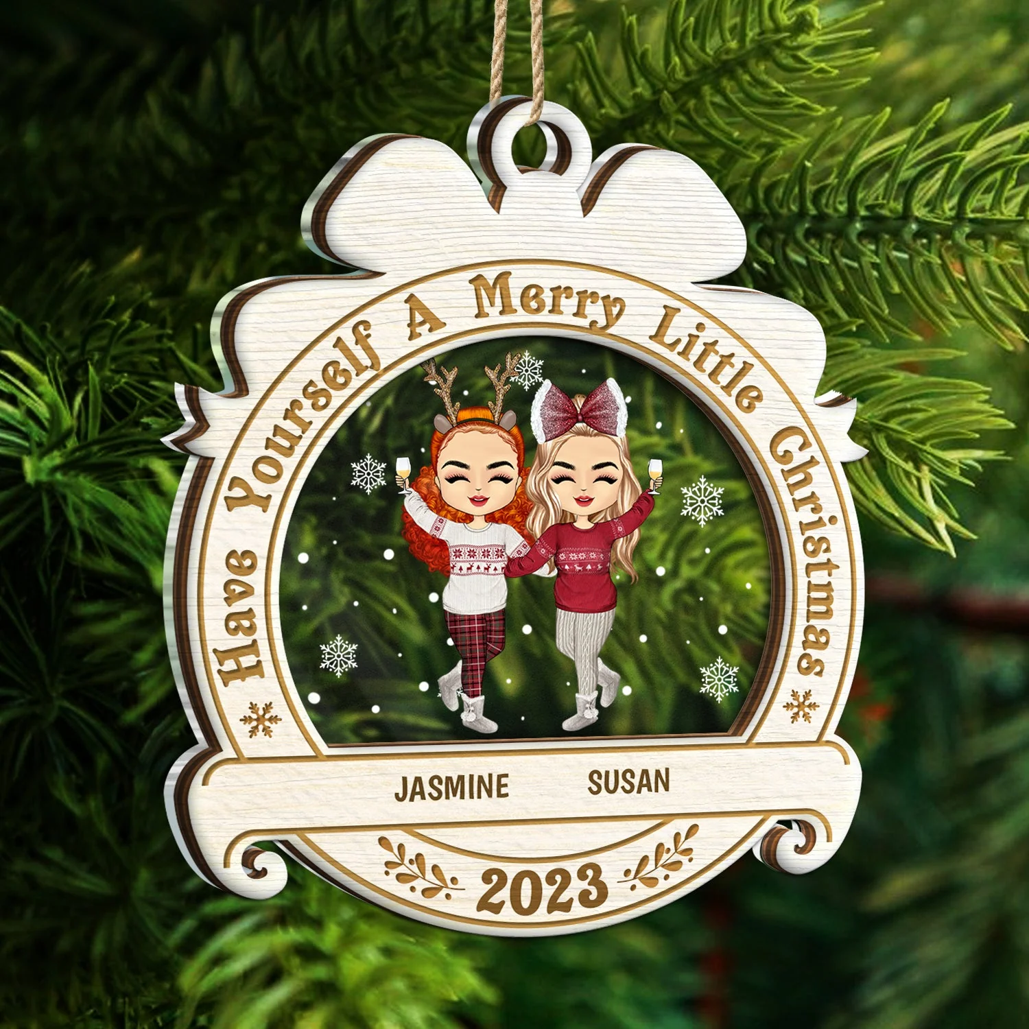 Have Yourself A Merry Little Christmas - Christmas Gift For BFF And Colleagues - Personalized 2-Layered Mix Ornament - Image 5