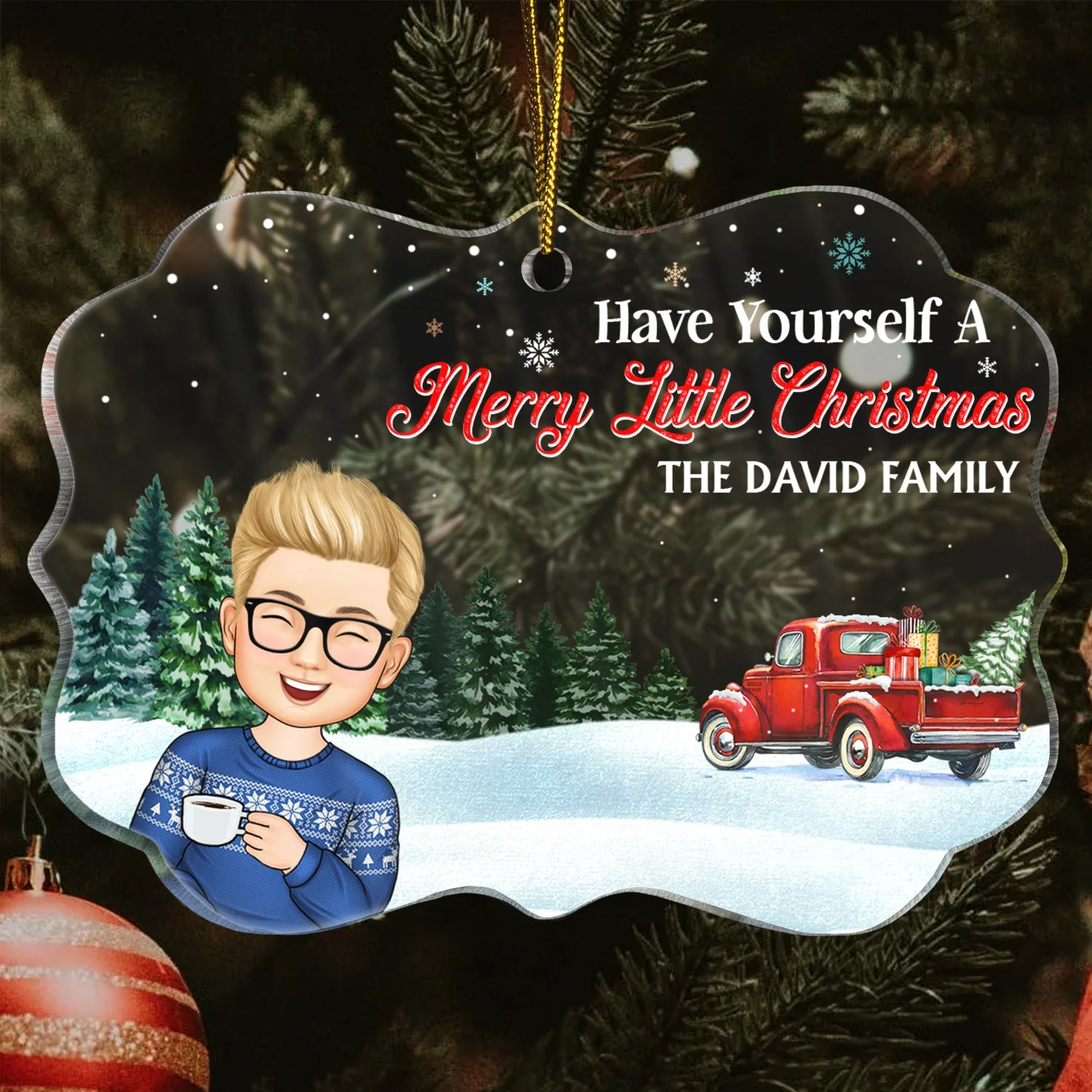 Have Yourself A Merry Little Christmas - Christmas Gift For Family, Parents - Personalized Medallion Acrylic Ornament - Image 3