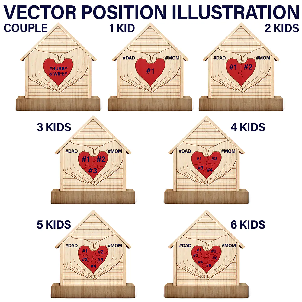 Heart Hands - Gift For Couples, Family, Parents, Father, Mother - Personalized Custom Shaped Wooden Puzzle - Image 6