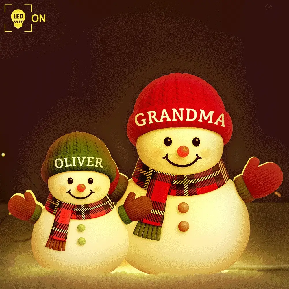 Heartwarming Snowman Grandma Grandkids - Personalized Custom Shaped Light Box - Image 2